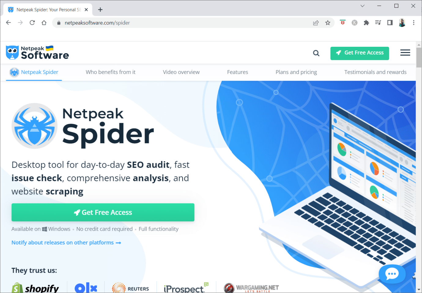 Ragno di NetSpeak. 25 migliori strumenti gratuiti per il crawler web