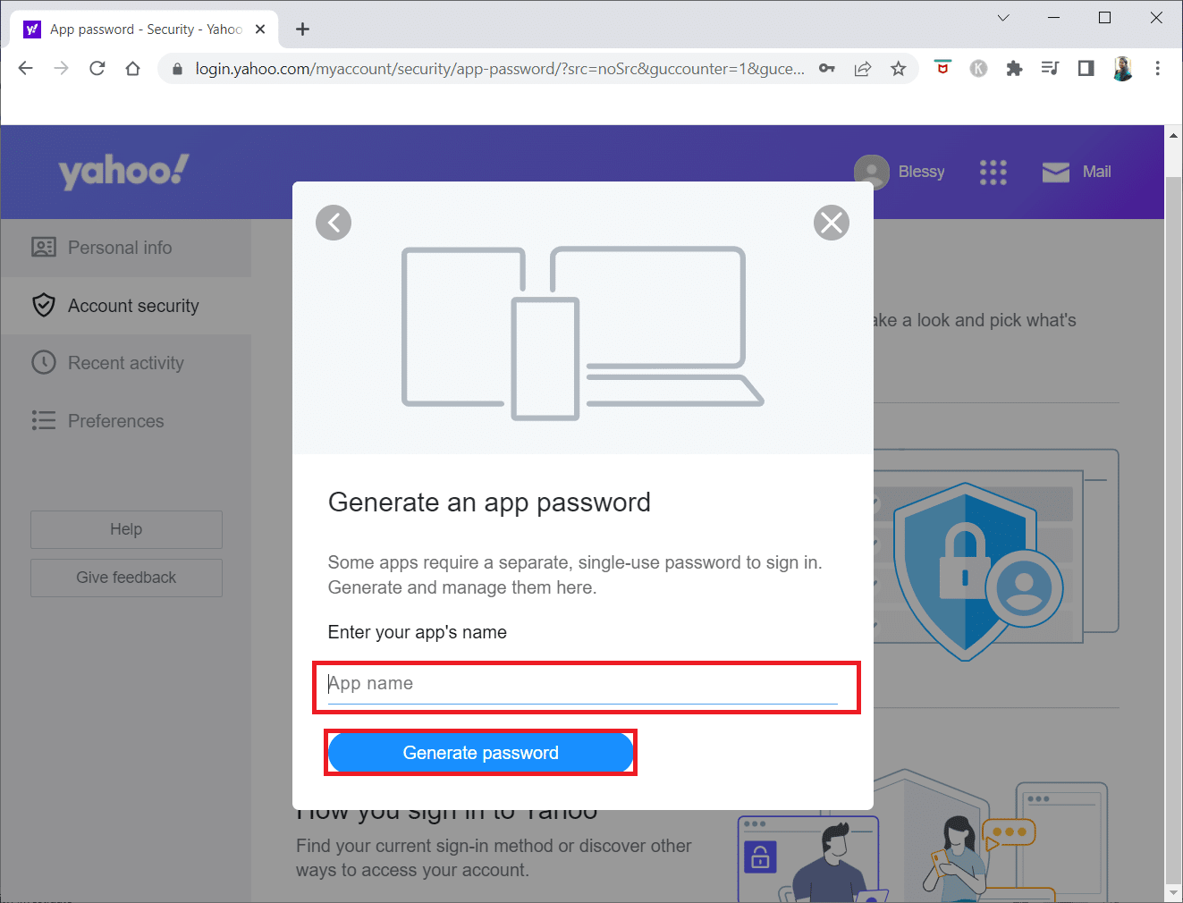 entrez le nom de l'application et cliquez sur Générer un mot de passe. Comment réparer l'erreur Yahoo Mail 0x8019019a