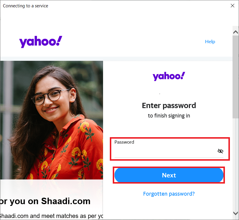 hesap şifreniz yerine oluşturulan şifreyi yapıştırın. İleri'ye tıklayın. Yahoo Mail Hatası 0x8019019a Nasıl Onarılır