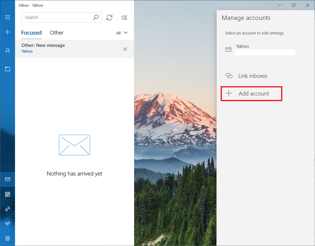 Klicken Sie auf Konto hinzufügen. So beheben Sie den Yahoo Mail-Fehler 0x8019019a