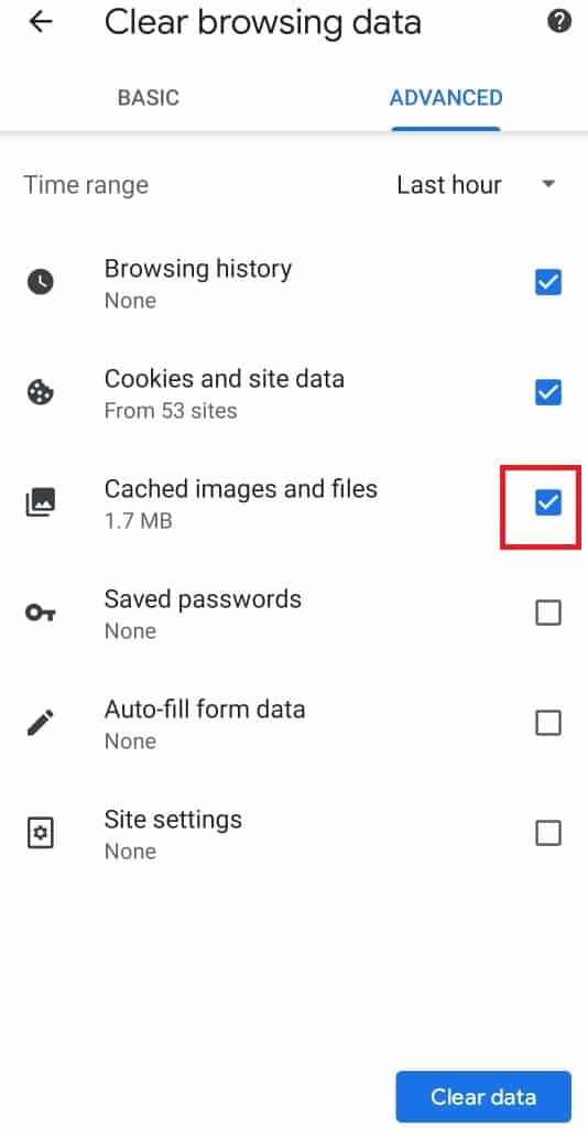 Centang kotak di sebelah Gambar dan file dalam cache. Cara Mematikan Mode Terbatas di Administrator Jaringan YouTube