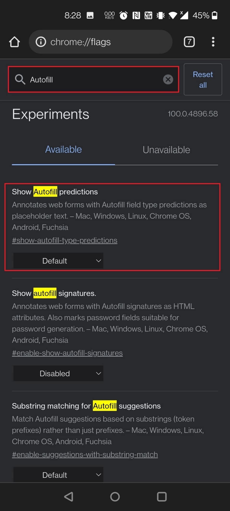 Mostrar predicciones de Autocompletar