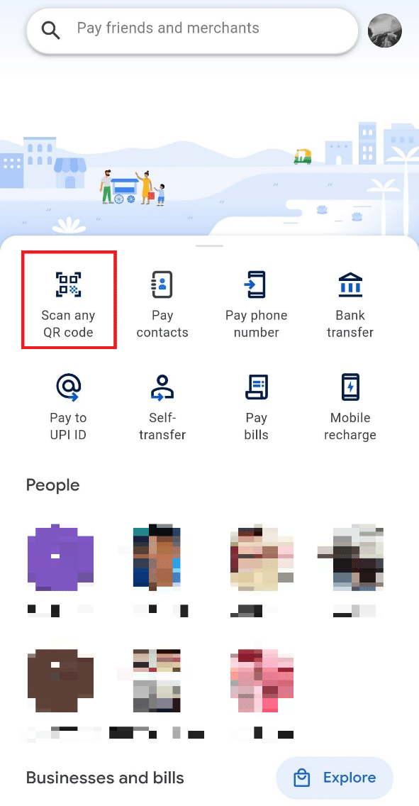 QR 코드를 스캔하십시오. Google Pay를 수락하는 사람을 찾는 방법