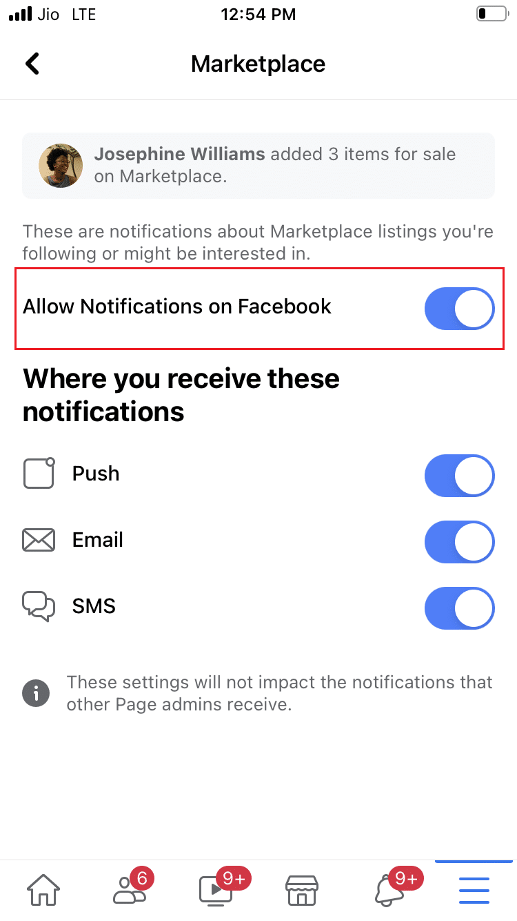 désactiver les notifications d'autorisation sur Facebook dans l'application iOS de Facebook