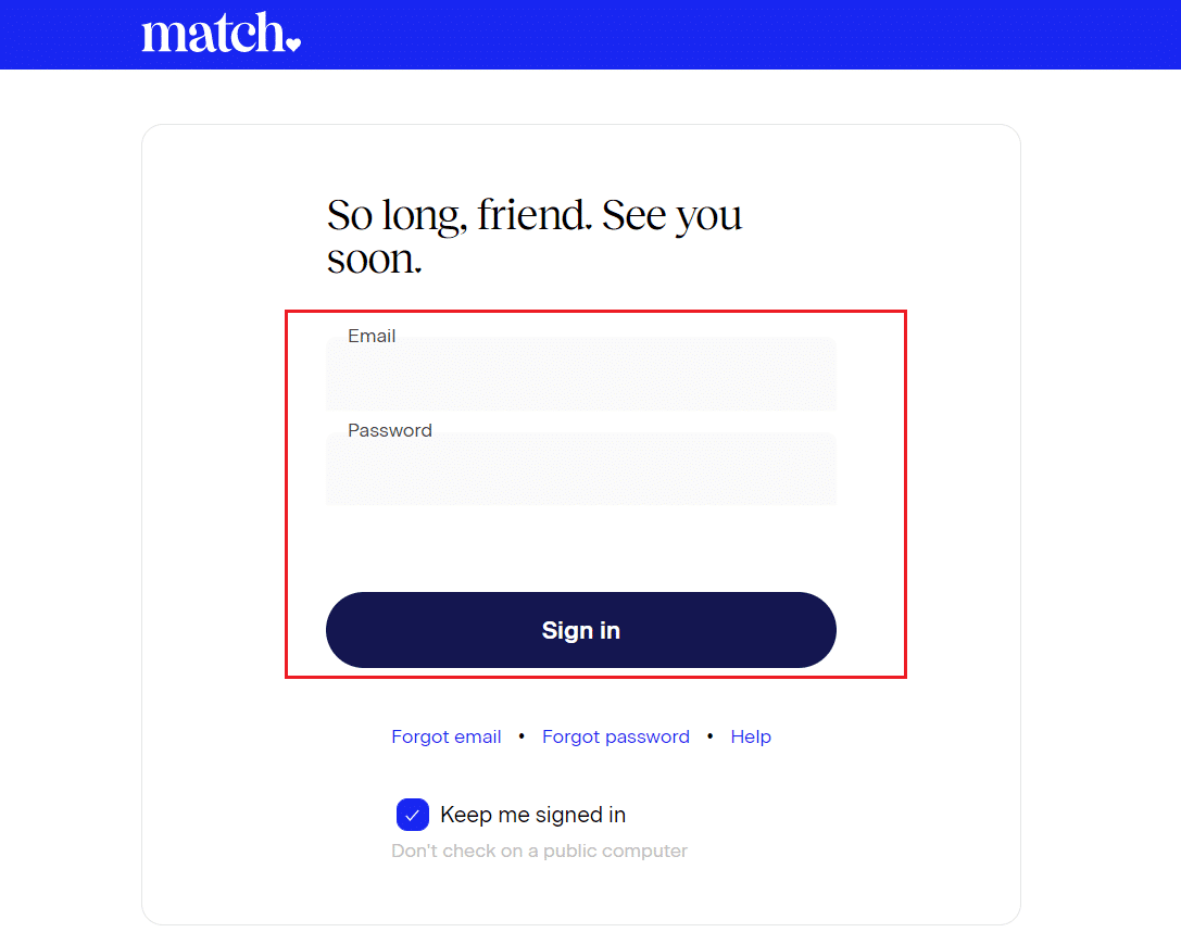 ลงชื่อเข้าใช้บัญชี Match