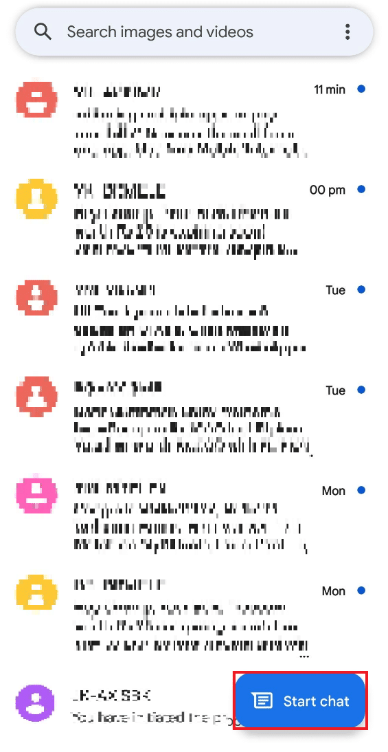 Atingeți Start Chat, așa cum se arată mai jos. Cum să efectuați mesaje de grup pe Android