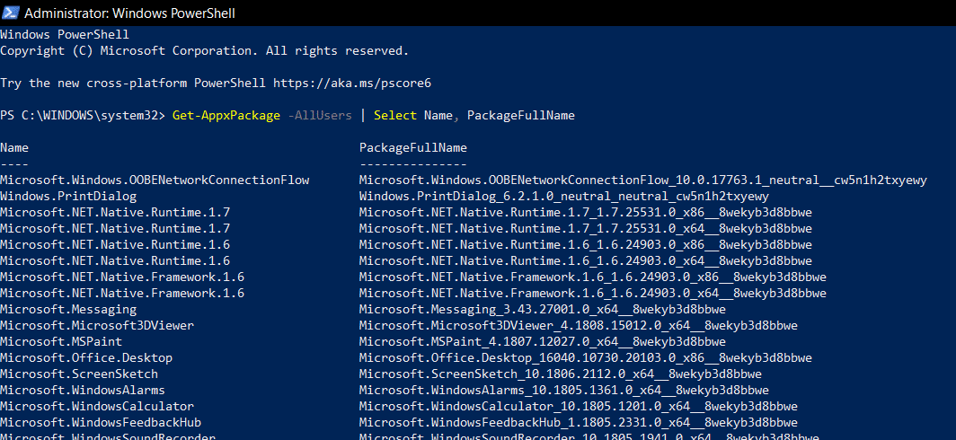 Okno programu Windows PowerShell