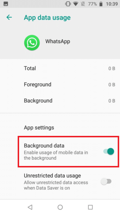 Habilite la opción Datos de fondo. Arreglar la videollamada de WhatsApp que no funciona en iPhone y Android