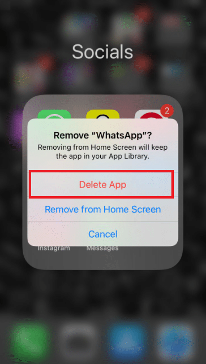 selecione Excluir aplicativo. Corrigir a chamada de vídeo do WhatsApp não funciona no iPhone e Android