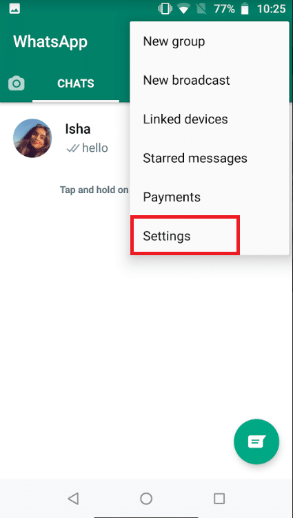 Toque 3 puntos y seleccione la configuración. Arreglar la videollamada de WhatsApp que no funciona en iPhone y Android