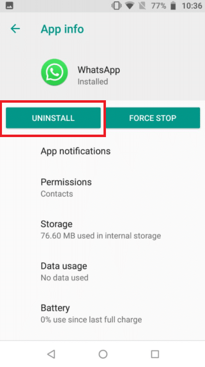 Tocca Disinstalla. Risolto il problema con la videochiamata di WhatsApp che non funziona su iPhone e Android