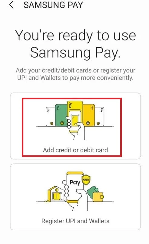 Ponownie dotknij Dodaj kartę kredytową lub debetową. Jakie sklepy akceptują Samsung Pay?