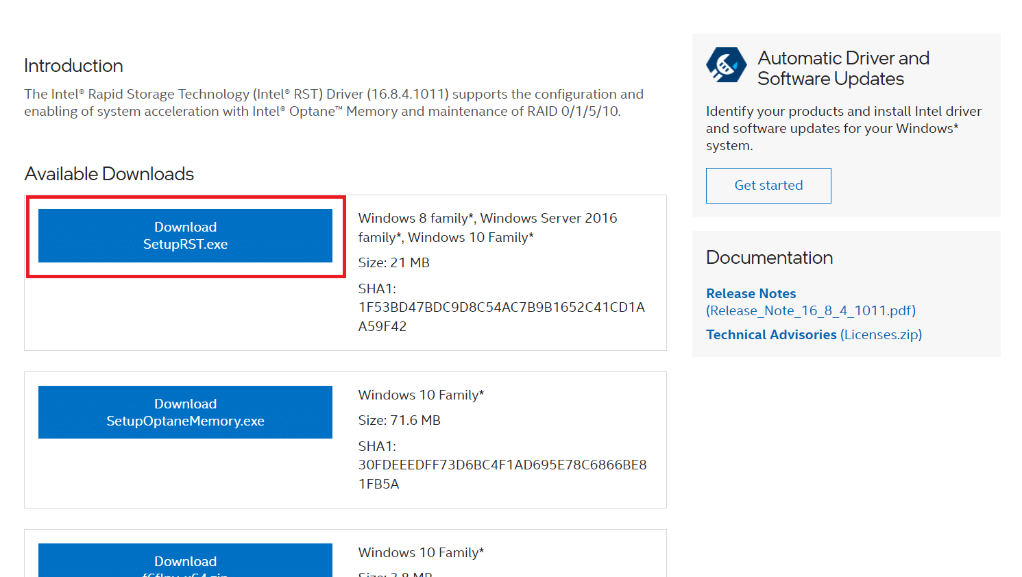 Unduh yang dapat dieksekusi. Cara Memperbaiki Layanan Intel RST Tidak Berjalan di Windows 10