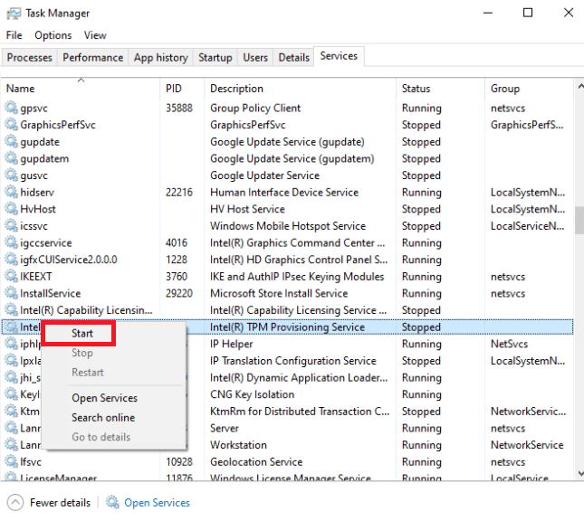 iniciar el servicio de tecnología de almacenamiento rápido de Intel. Cómo arreglar el servicio Intel RST no se ejecuta en Windows 10