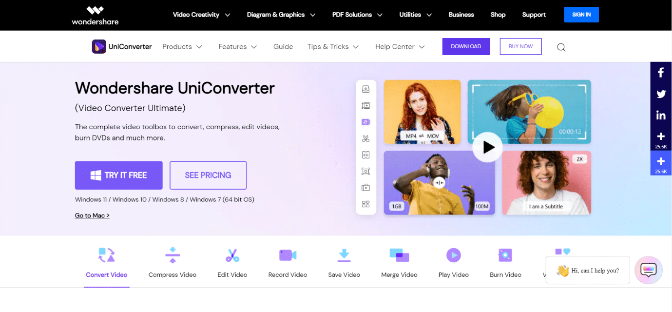 Wondershare UniConverter | kompresor mp4 terbaik