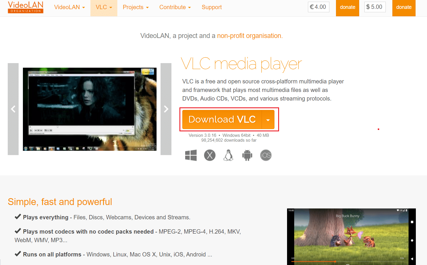 Descărcați pagina Vlc Media Player