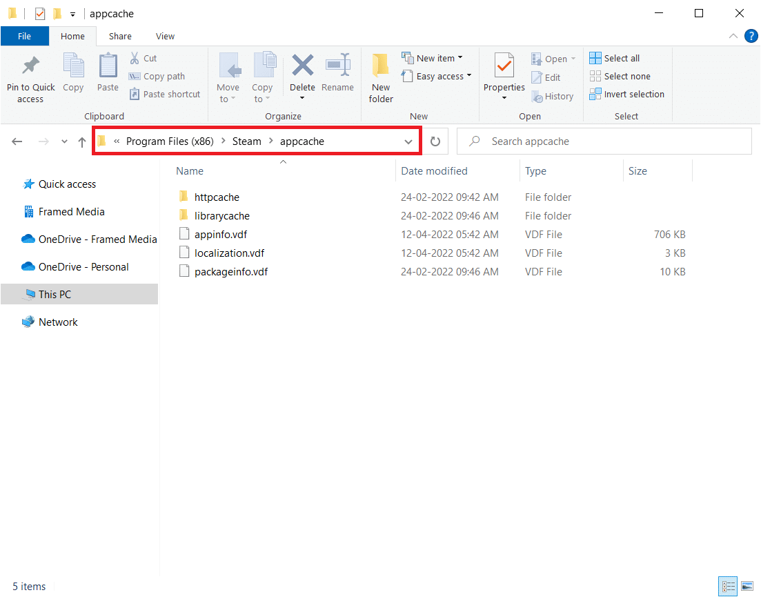 Accédez au dossier Appcache