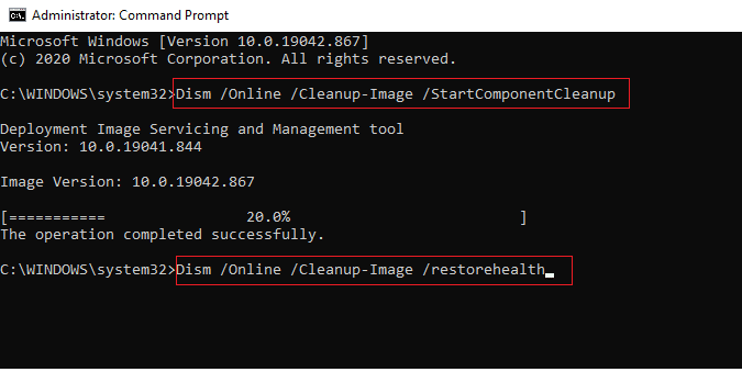 Execute as linhas de comando SFC e DISM para reparar arquivos do sistema.