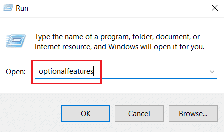 Tapez optionalfeatures et appuyez sur Entrée