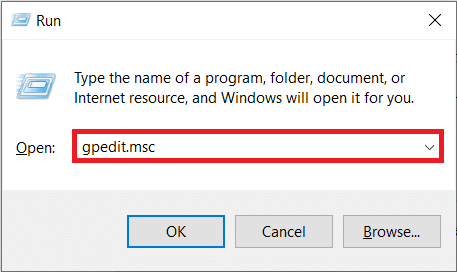 Pressione a tecla Windows + R, digite gpedit.msc na caixa de comando Executar e pressione Enter para iniciar o Editor de Diretiva de Grupo Local.