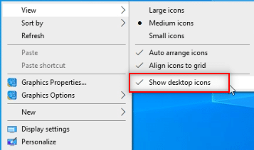 Sélectionnez Afficher les icônes du bureau