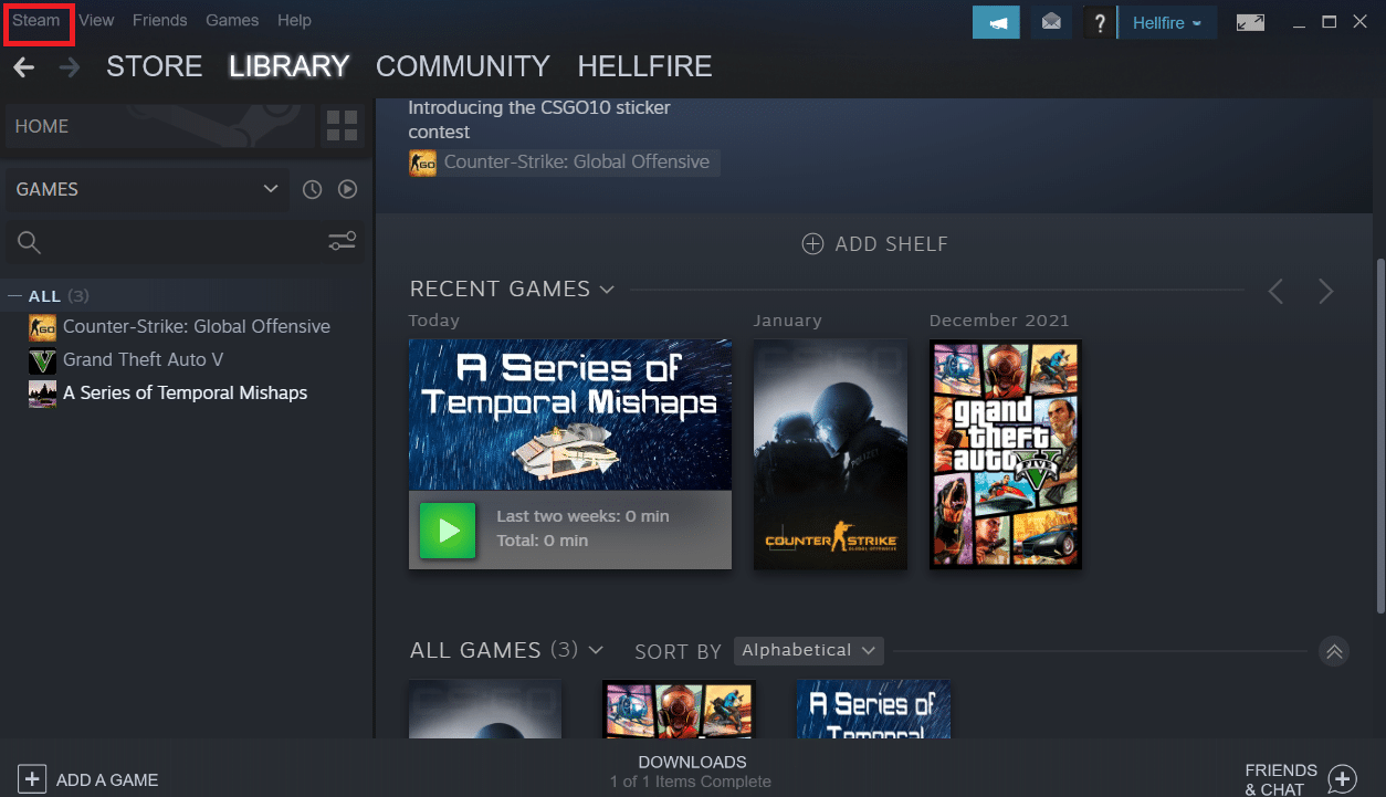 нажмите на Steam.