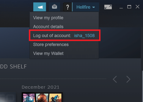 pilih Logout dari akun. Perbaiki kesalahan layanan Steam