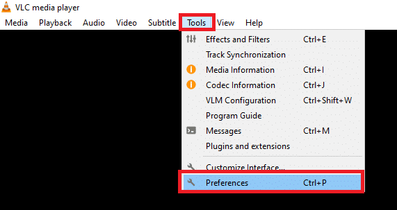 selectați opțiunea Preferințe. Cum să remediați subtitrările VLC care nu funcționează în Windows 10