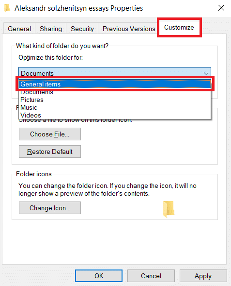 Im Dropdown-Menü ausgewählte allgemeine Elemente