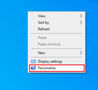 Klicken Sie nun mit der rechten Maustaste auf den Desktop und wählen Sie die Option Personalisieren. PUBG funktioniert nicht unter Windows 10 behoben