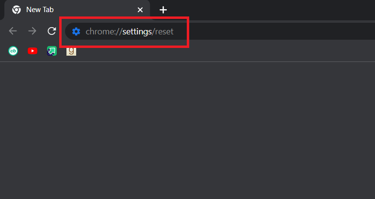 GooleChromeでリセットに到達するためのアドレス