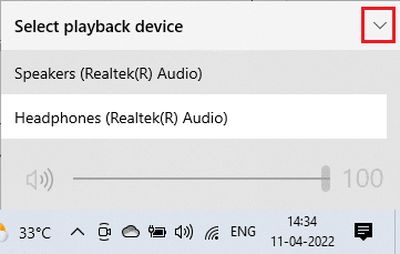 Luego, seleccione el dispositivo de reproducción de Logitech y asegúrese de que el audio se esté reproduciendo a través del dispositivo seleccionado. Arreglar los altavoces de Logitech que no funcionan en Windows 10