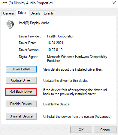 Haga clic con el botón derecho en su dispositivo de audio y seleccione Retroceder al controlador.