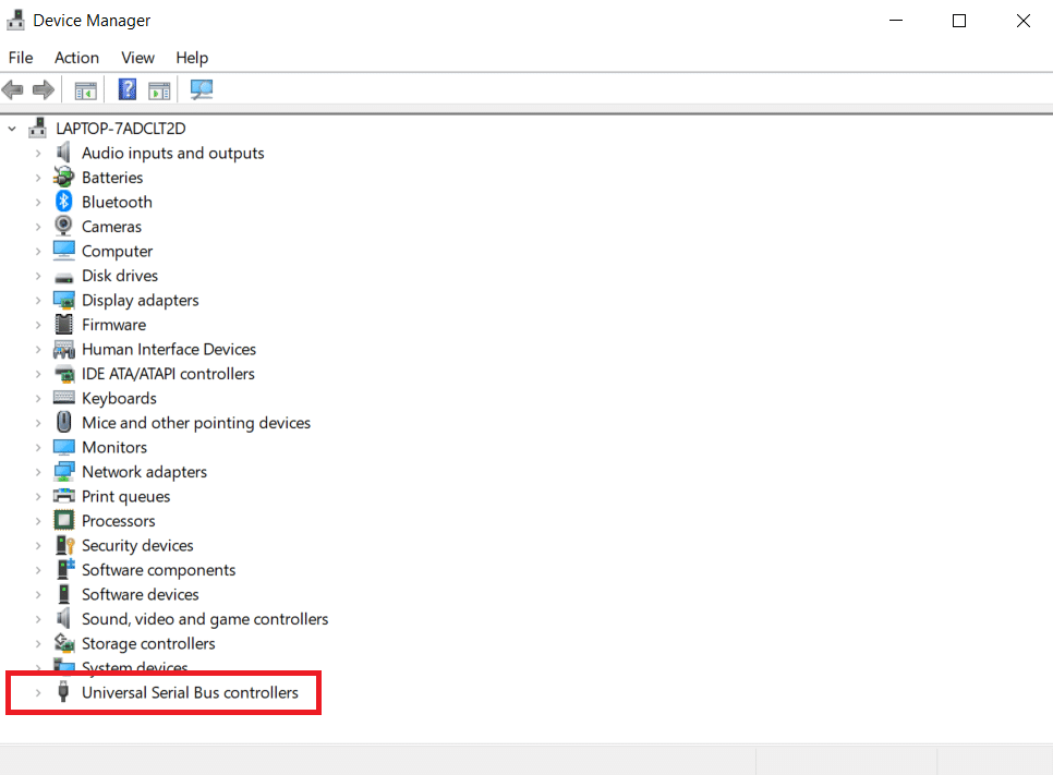 Erweitern Sie Universal Serial Bus Controller. So beheben Sie, dass WD My Passport Ultra unter Windows 10 nicht erkannt wird