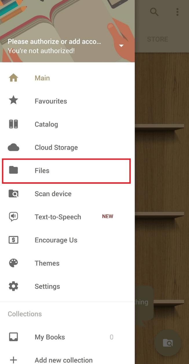 Atingeți opțiunea Fișiere din panoul deschis. Cum să deschideți fișierele MOBI pe Android