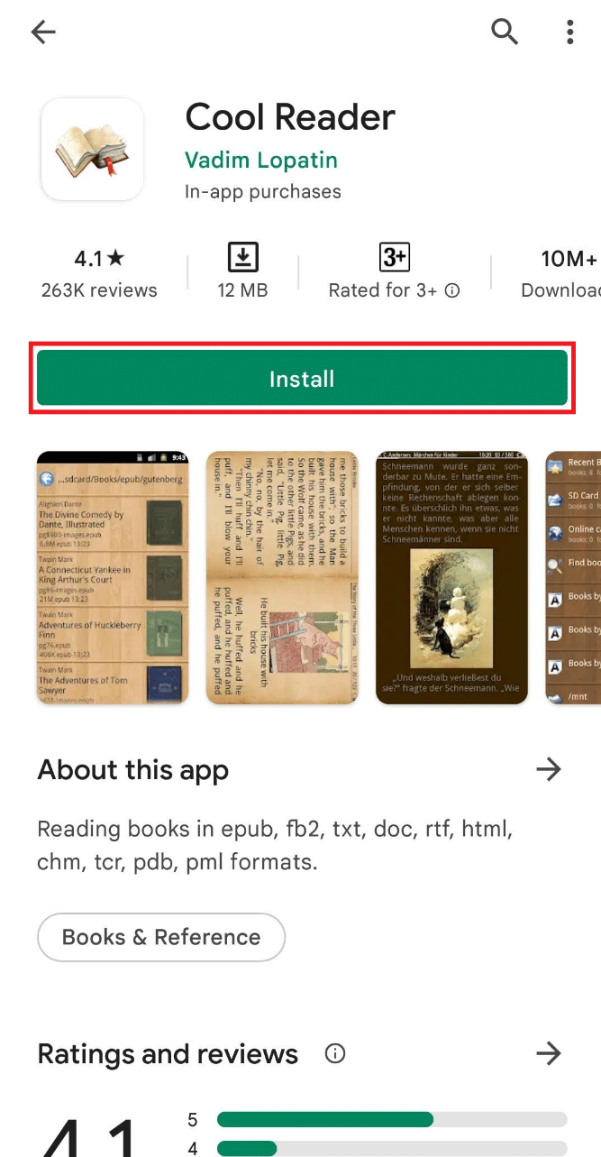 在您的設備上安裝 Cool Reader 應用程序