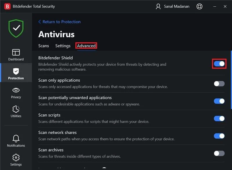 ปิดการใช้งาน Antivirus ชั่วคราว