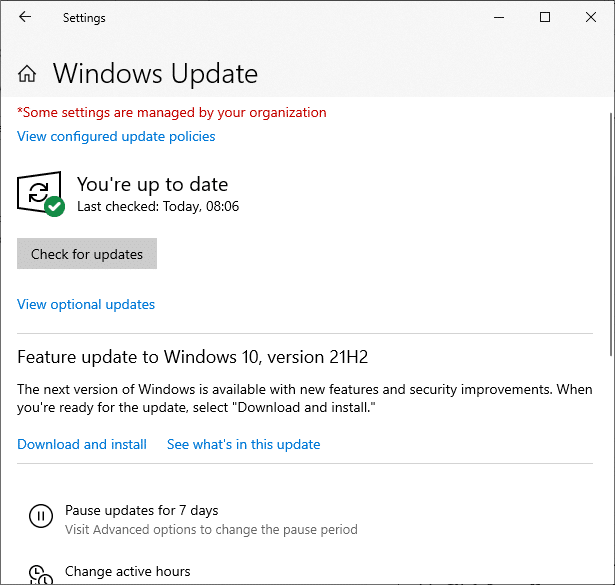 Ahora, seleccione Buscar actualizaciones en el panel derecho. Fix Minecraft Launcher no está disponible actualmente en su cuenta