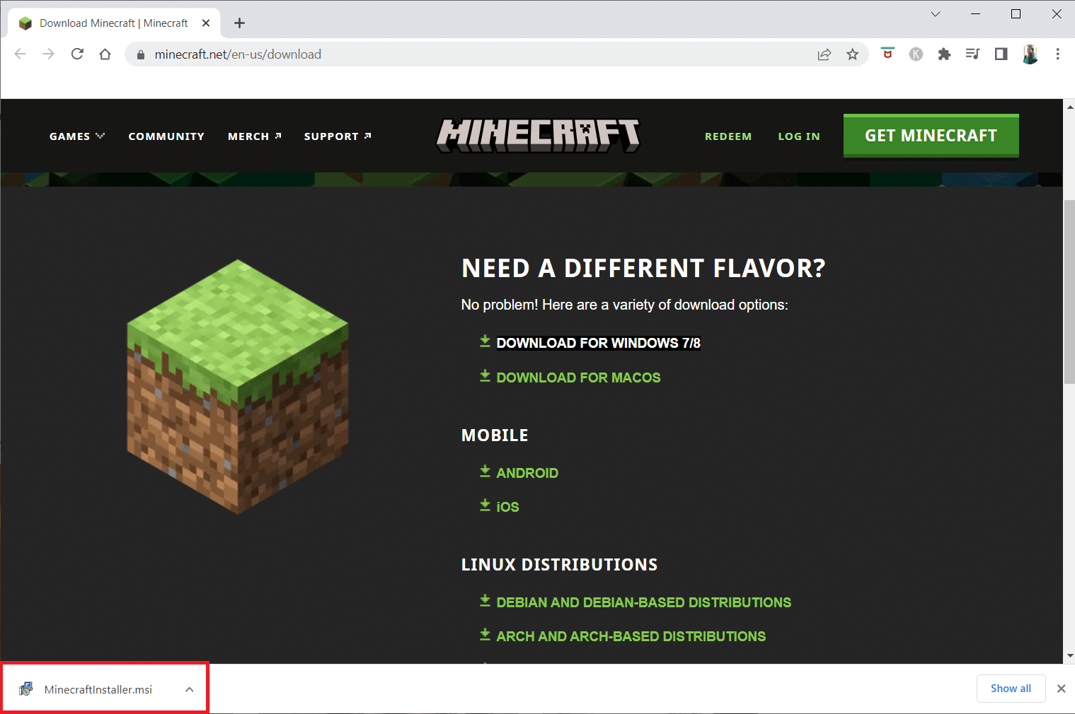 單擊安裝文件以安裝應用程序。修復 Minecraft Launcher 目前在您的帳戶中不可用