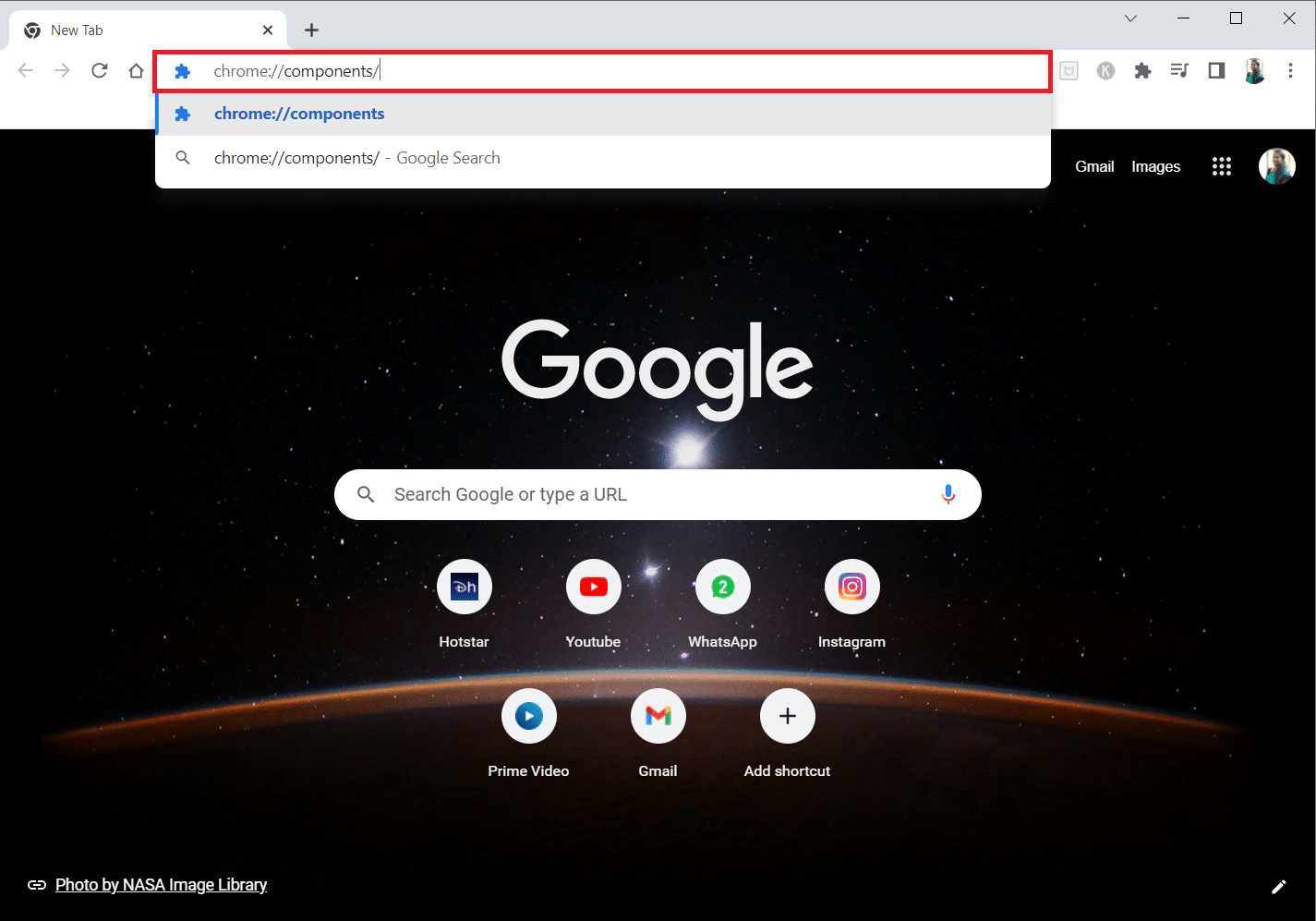 Ouvrez la page des composants Chrome. Correction des plugins Chrome ne fonctionnant pas sous Windows 10