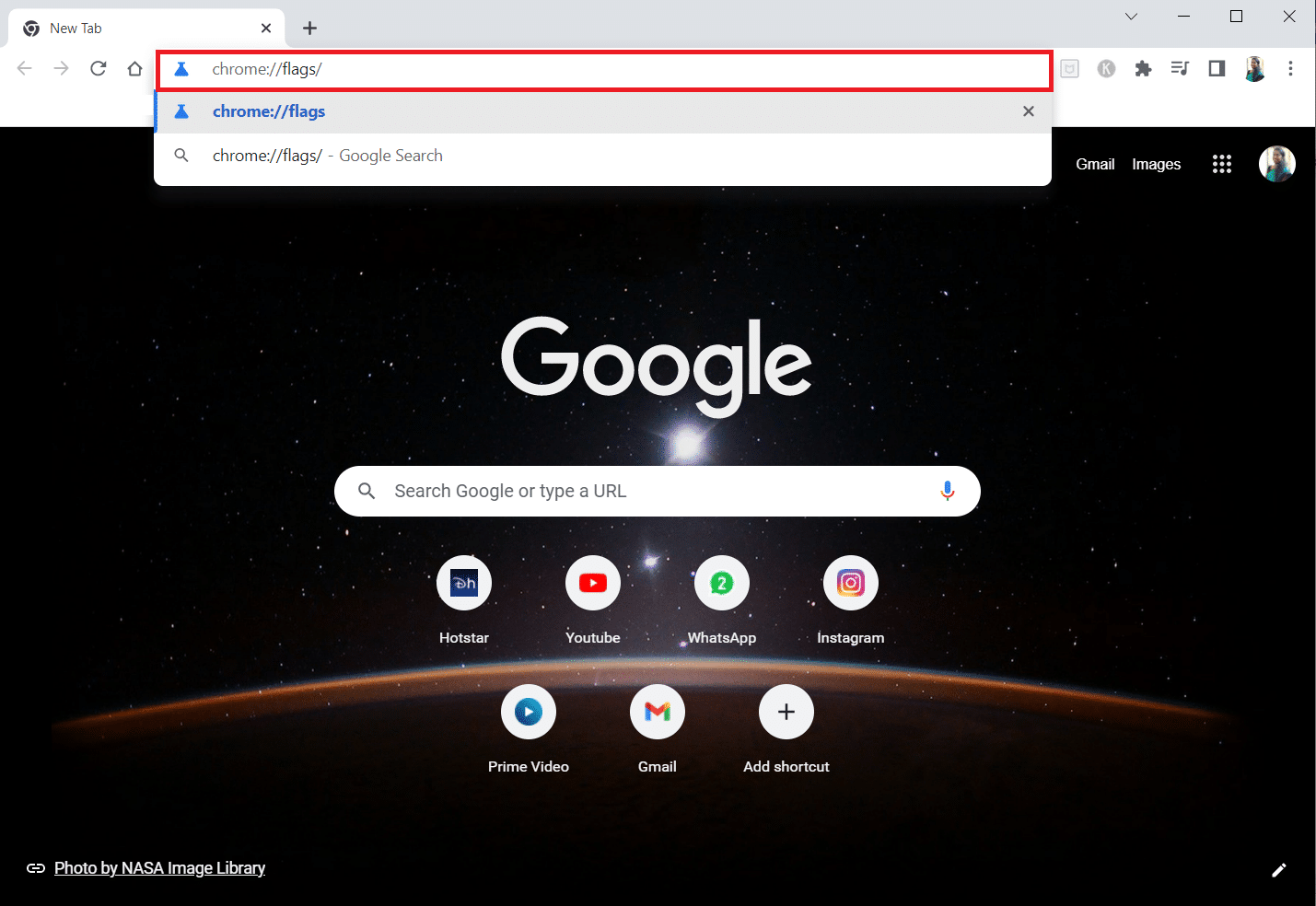 Chrome bayrakları sayfasını açın. Windows 10'da Çalışmayan Chrome Eklentilerini Düzeltin