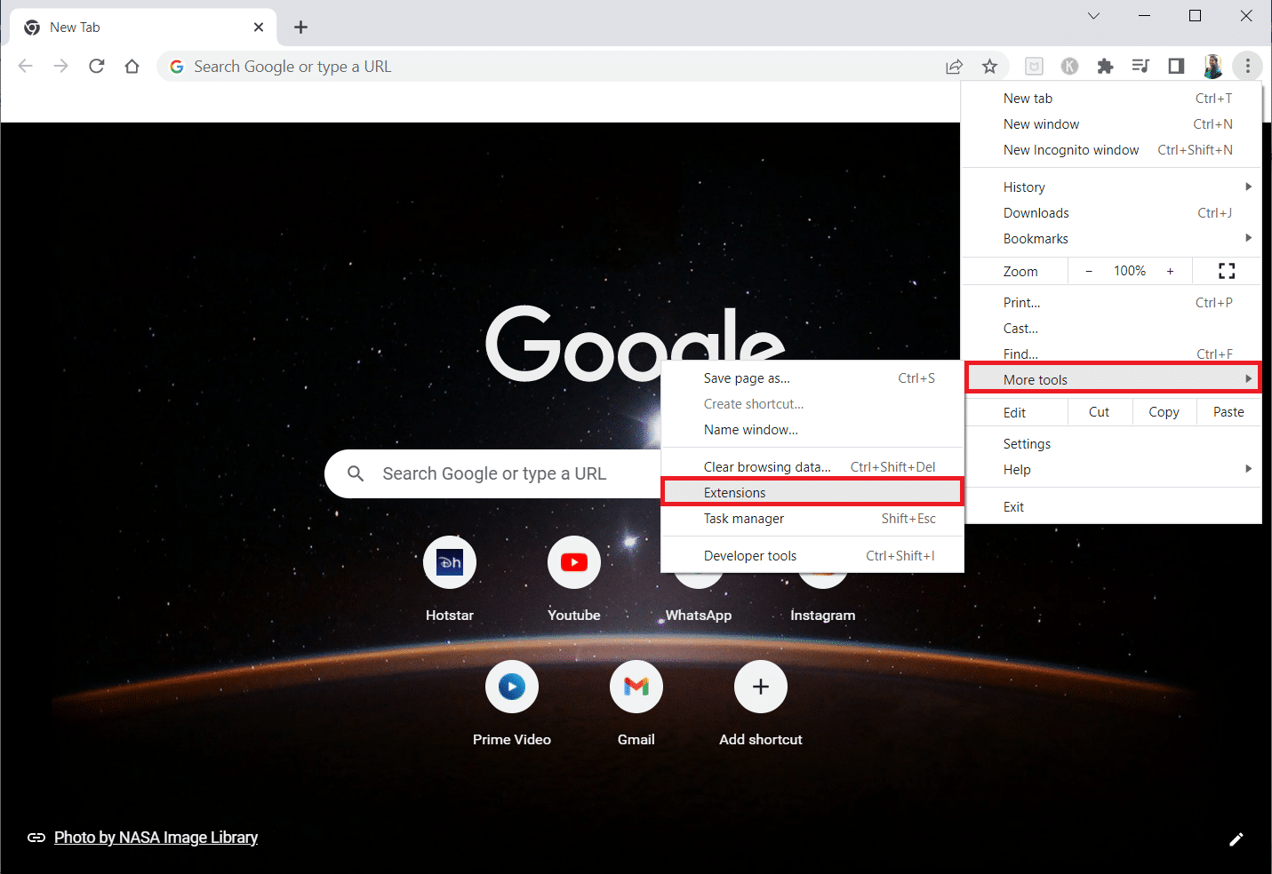 Clique em Mais ferramentas na lista. Na lista suspensa ao lado, clique em Extensões. Corrigir plug-ins do Chrome que não funcionam no Windows 10