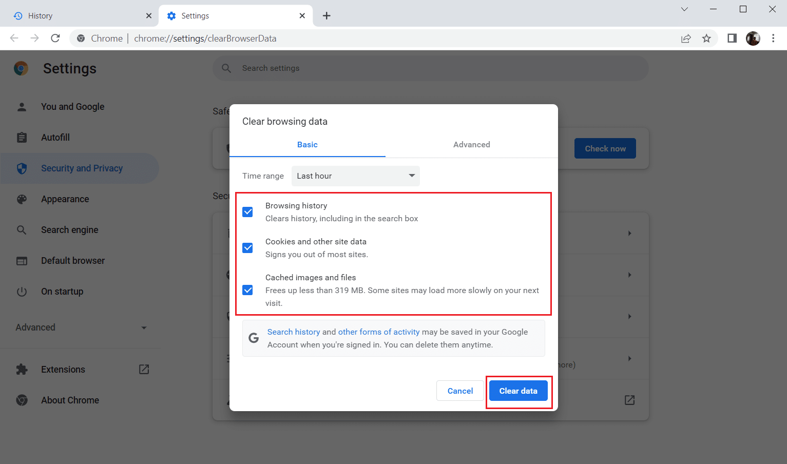 Aktivieren Sie alle Optionen und wählen Sie Daten löschen. Beheben Sie Chrome-Plug-ins, die in Windows 10 nicht funktionieren