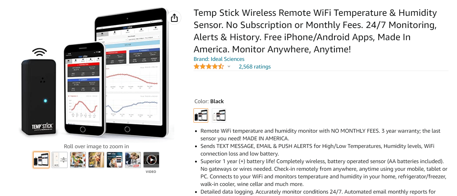 جهاز استشعار درجة الحرارة والرطوبة اللاسلكي Temp Stick