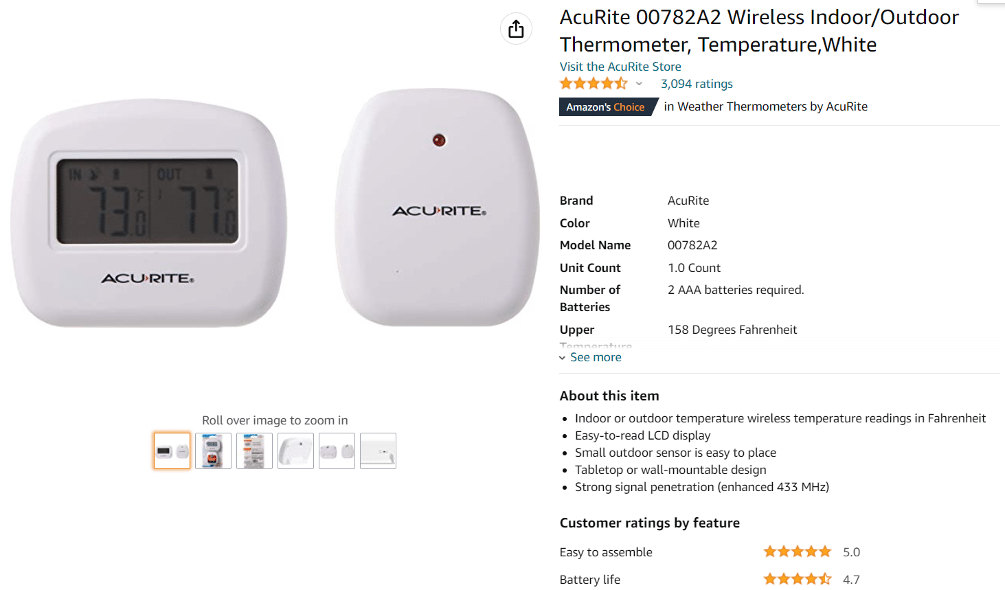 AcuRite 00782A2 inalámbrico para interiores o exteriores. 11 mejores sensores de temperatura y humedad WiFi