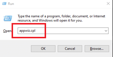 Digite appwiz.cpl e pressione a tecla Enter para abrir o miniaplicativo para Programas e Recursos. Corrigir o erro stdole32.tlb no Windows 10