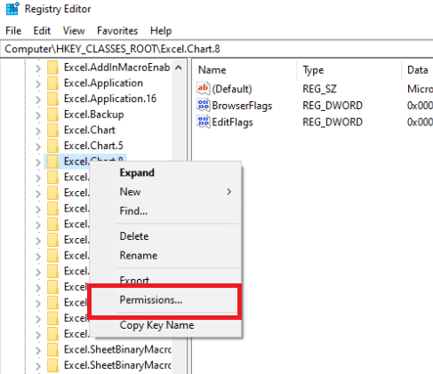 alege Permisiuni din meniul drop-down. Remediați eroarea stdole32.tlb în Windows 10