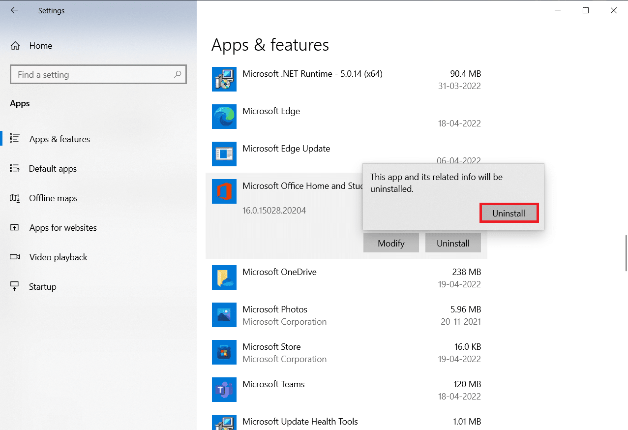 Fare clic su Disinstalla nel popup, quindi Sì dal popup. Correggi l'errore stdole32.tlb in Windows 10