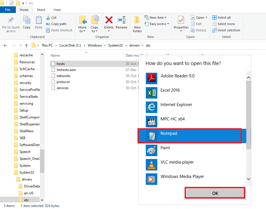 pilih aplikasi Notepad. Cara Membuka Blokir Situs Web di Windows 10