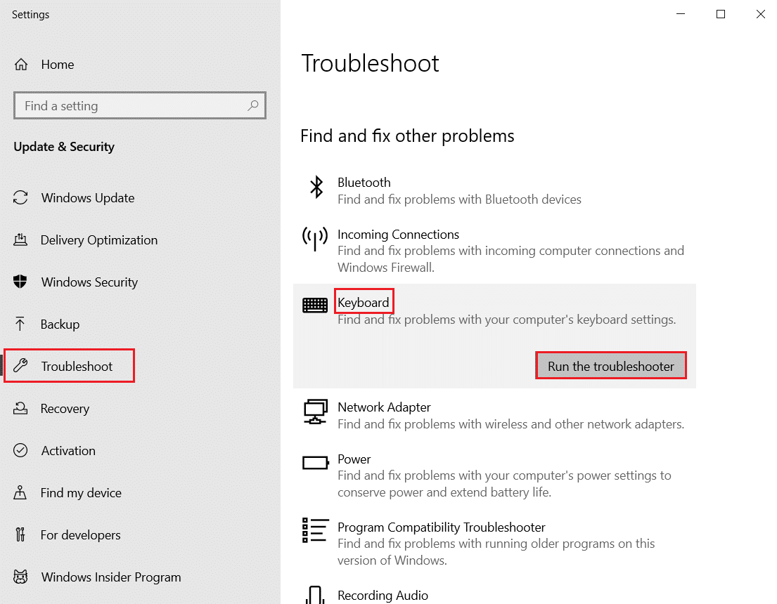 exécutez le dépanneur du clavier. Correction de la double saisie du clavier mécanique